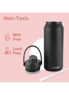 Milton 1180ml Vacuum Insulated Water Bottle with Straw Lid - 2 lids included, Keeps Drinks Hot and Cold, 18/8 Stainless Steel, Double-Walled Flask with Inner Copper Coating - Sports - Ultrasip  - Image 3