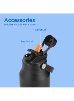 Milton 1180ml Vacuum Insulated Water Bottle with Straw Lid - 2 lids included, Keeps Drinks Hot and Cold, 18/8 Stainless Steel, Double-Walled Flask with Inner Copper Coating - Sports - Ultrasip  - Image 4