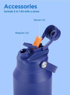 Milton 1180ml Vacuum Insulated Water Bottle with Straw Lid - 2 lids included, Keeps Drinks Hot and Cold, 18/8 Stainless Steel, Double-Walled Flask with Inner Copper Coating - Sports - Ultrasip  - Image 4