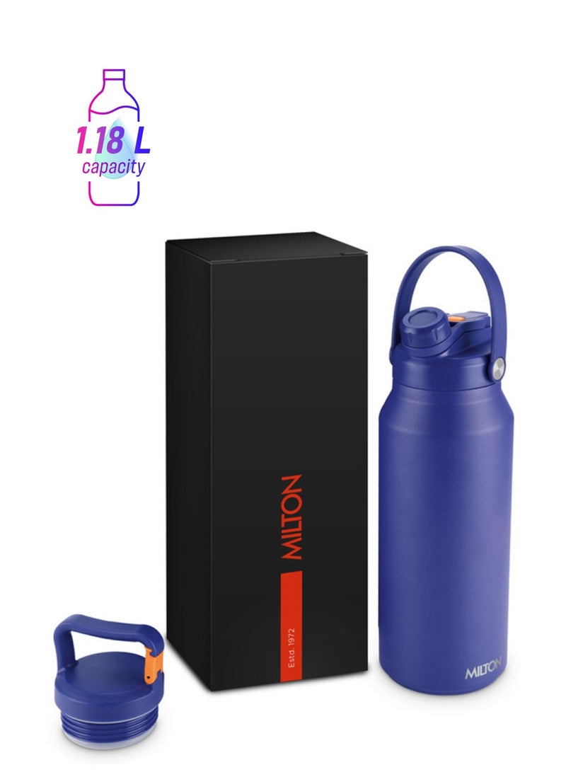 Milton 1180ml Vacuum Insulated Water Bottle with Straw Lid - 2 lids included, Keeps Drinks Hot and Cold, 18/8 Stainless Steel, Double-Walled Flask with Inner Copper Coating - Sports - Ultrasip  - Image 1