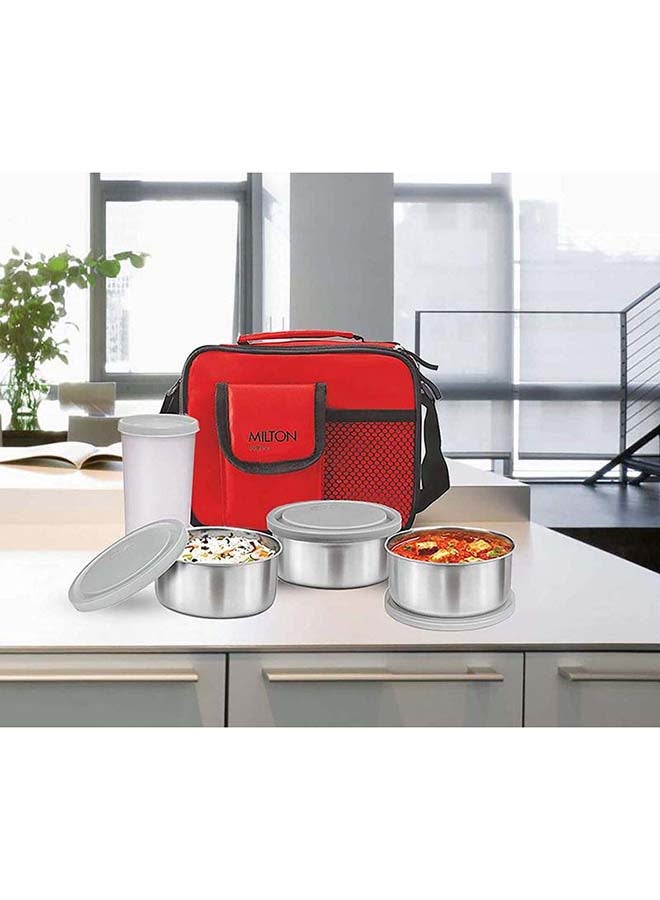 ميلتون طقم صندوق غداء مكون من 5 قطع مع حقيبة معزولة - يتضمن 3 حاويات من الفولاذ المقاوم للصدأ (280 مل لكل منها)، كوب سعة 400 مل، يحافظ على الطعام ساخنًا، مثالي للأطفال في المدرسة ووجبات المكتب - مجموعة ستيل كومبي - Image 2