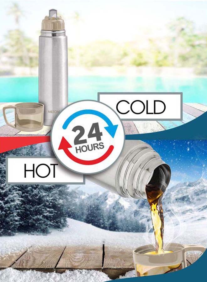 ميلتون زجاجة حرارية من ستيل 500 مل مع غلاف، تحافظ على المشروبات ساخنة وباردة لمدة 24 ساعة، ستيل مقاوم للصدأ 18/8، زجاجة ماء معزولة مزدوجة الجدران بتقنية الفراغ مع طلاء نحاسي داخلي - زجاجية - Image 2