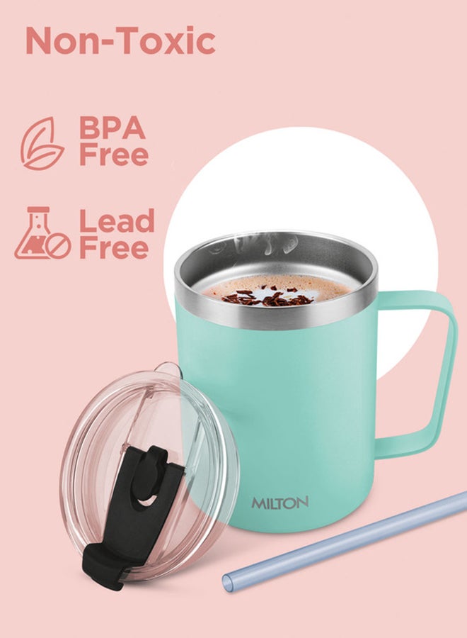 ميلتون 400ml Vacuum Insulated Travel Coffee Mug with Straw & Lid, Keeps Drinks Hot & Cold for 10 Hours, 18/8 Stainless Steel Tumbler, Double-Walled Thermos Flask for  Cappuccino - Clifton  - Image 3