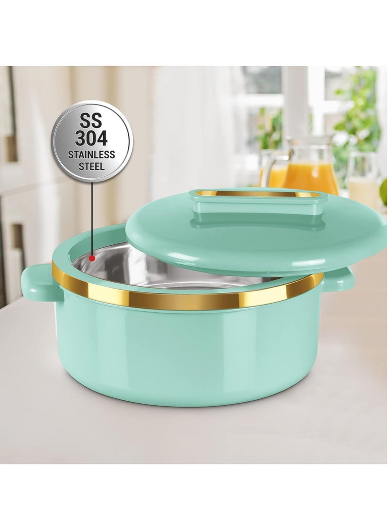 ميلتون 3-Piece Casserole Set (450ml, 840ml, 1.30L) Double-Walled Hotpot with PU Insulation & Stainless Steel Inner, Keeps Food Hot/Cold, Perfect for Serving Chapati, Roti - Curve Jr Light Green Set of 3  - Image 4