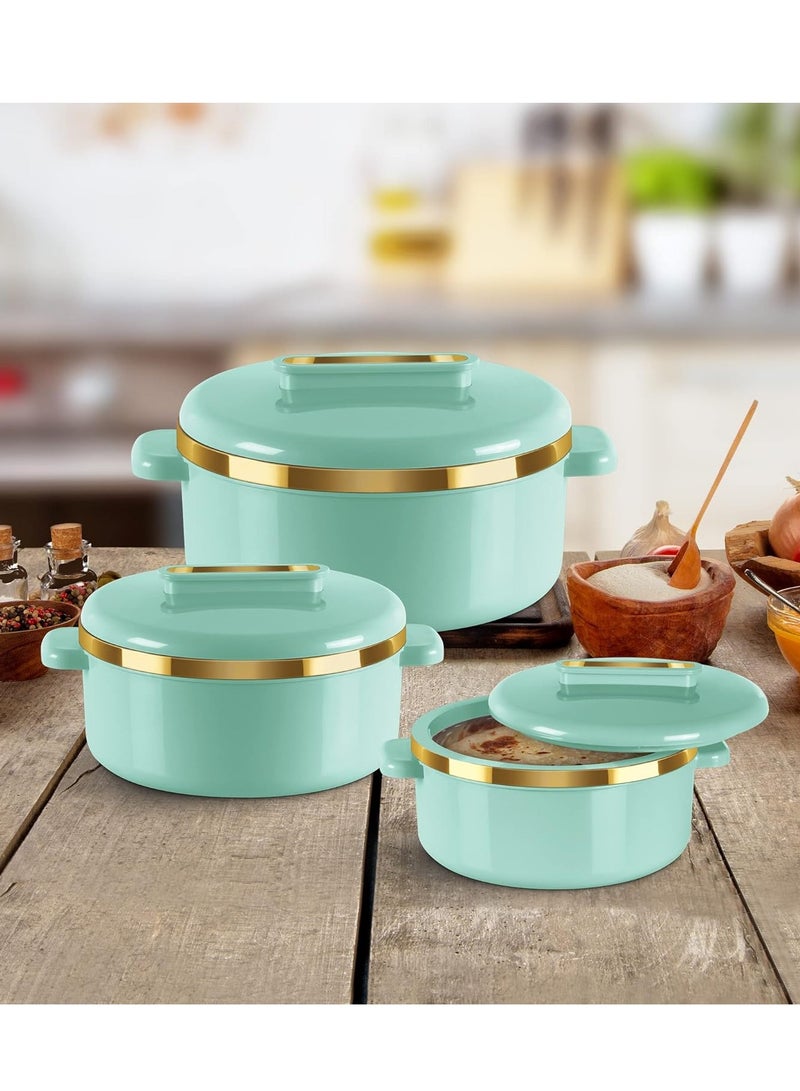 ميلتون 3-Piece Casserole Set (450ml, 840ml, 1.30L) Double-Walled Hotpot with PU Insulation & Stainless Steel Inner, Keeps Food Hot/Cold, Perfect for Serving Chapati, Roti - Curve Jr Light Green Set of 3  - Image 5