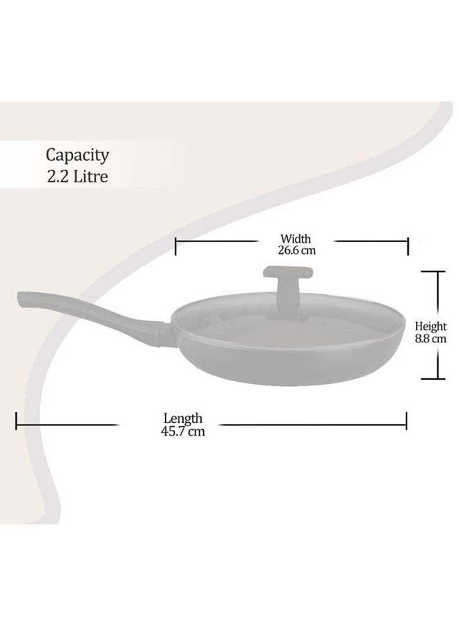 26 cm, 2.2 Litre Induction Fry Pan with Glass Lid - 3-Layer Non-Stick Cookware for Omelette, Eggs, and Fish Frying, Gas Compatible Cookware  Pearl Black 26 cm