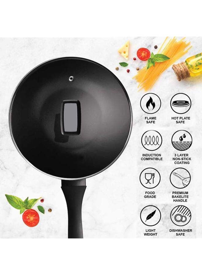 Milton 26 cm, 2.2 Litre Induction Fry Pan with Glass Lid - 3-Layer Non-Stick Cookware for Omelette, Eggs, and Fish Frying, Gas Compatible Cookware  Pearl Black 26 cm  - Image 3