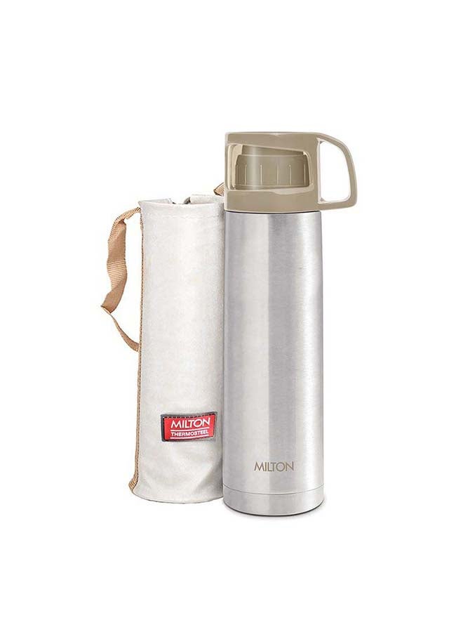 ميلتون 750ml Thermosteel Flask with Jacket, Keeps Drinks Hot and Cold for 24 Hours, 18/8 Stainless Steel, Double-Walled Vacuum Insulated Water Bottle with Inner Copper Coating - Glassy Grey 