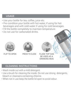 Milton 750ml Thermosteel Flask with Jacket, Keeps Drinks Hot and Cold for 24 Hours, 18/8 Stainless Steel, Double-Walled Vacuum Insulated Water Bottle with Inner Copper Coating - Glassy Grey  - Image 5