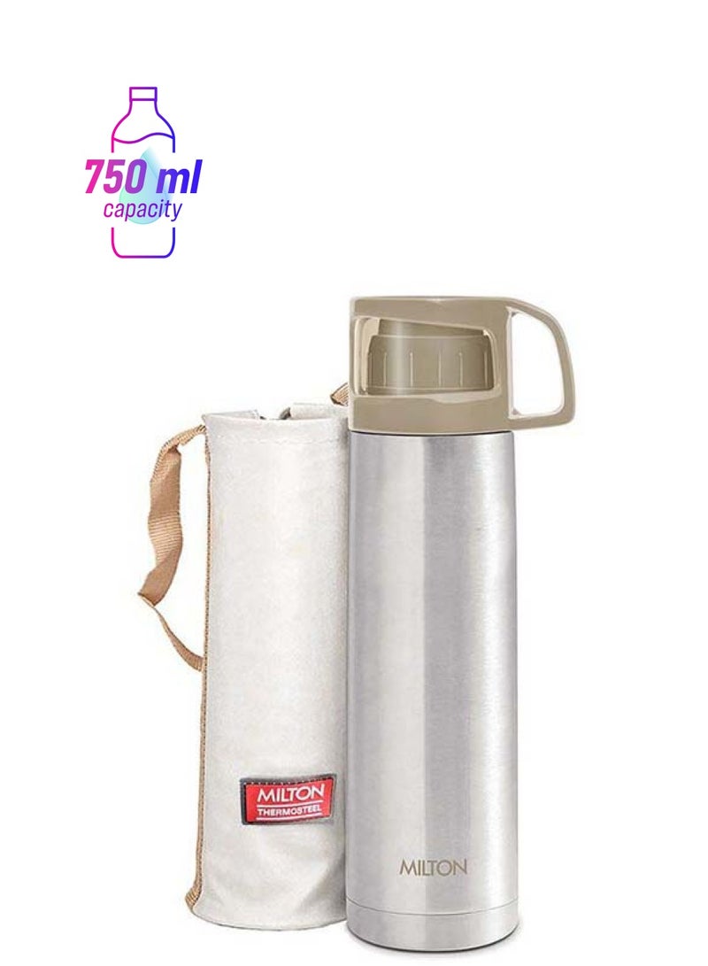 Milton - 750ml Thermosteel Flask with Jacket, Keeps Drinks Hot and Cold for 24 Hours, 18/8 Stainless Steel, Double-Walled Vacuum Insulated Water Bottle with Inner Copper Coating - Glassy Grey - Image 1