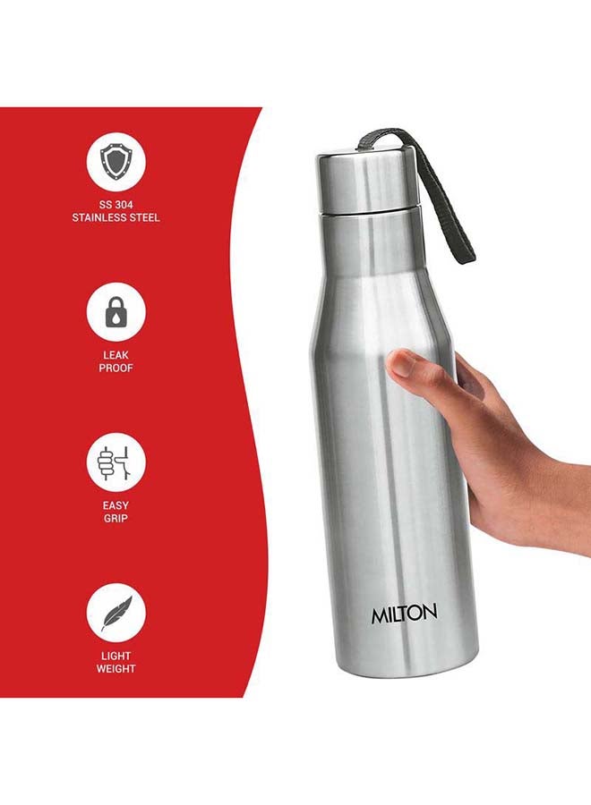 Milton - 1000ml Stainless Steel Water Bottle, Single-Walled, BPA-Free, Leak-Proof, Rust-Free,Easy to Carry, Easy-Grip Fridge & Gym Bottle for Men, Kids, School & Travel - Super Silver - Image 1