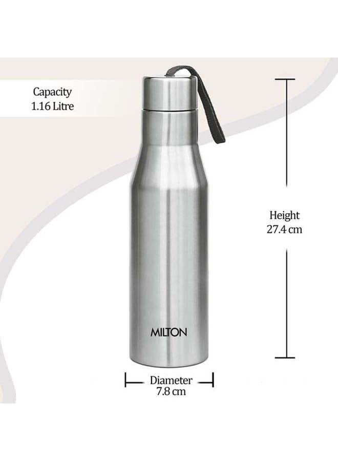Milton - 1000ml Stainless Steel Water Bottle, Single-Walled, BPA-Free, Leak-Proof, Rust-Free,Easy to Carry, Easy-Grip Fridge & Gym Bottle for Men, Kids, School & Travel - Super Silver - Image 1