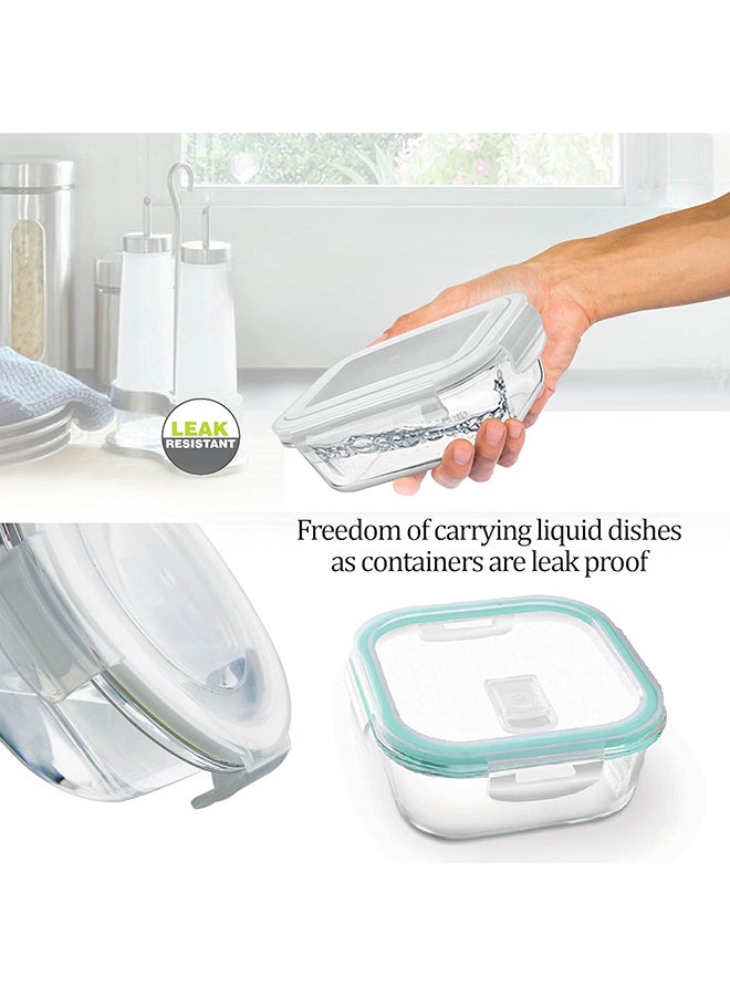 تريو 10-Piece Glass Lunch Box Set with Insulated Bag & Dinning Mat - Includes 3 Square Food Containers (320ml Each), 750ml Steel Bottle, 200ml & 2 Pcs (30ml Each) Boxes - All Fresh Premier Transparent - Image 5