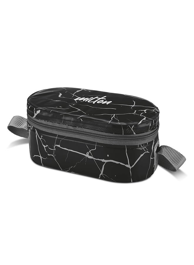 MILTON Executive Lunch Box 2 Inner Steel Round Containers 280ml Each and 1 Microwave Safe Oval Plastic Container, 450ml with Insulated Bag, Office Tiffin, Leakproof, Easy to Carry, Black Black - Image 1