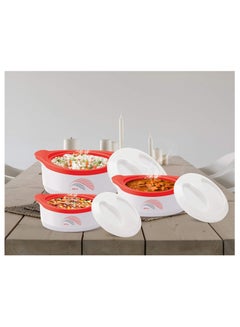 Milton 3-Piece Casserole Set (450ml, 850ml, 1.24L) Double-Walled Hotpot with PU Insulation & Stainless Steel Inner, Keeps Food Hot/Cold for Hours, Perfect for Serving Roti - Marvel Jr White 3-Piece Set  - Image 2