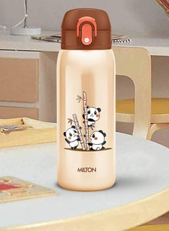 Milton 390ml Vacuum Insulated Kids Water Bottle with One Touch Safety Lock, Convenient for Sipping, Stainless Steel, Keeps Drinks Hot and Cold, Thermos Flask for School - Boys & Girls - Jolly - Brown Brown  - Image 2