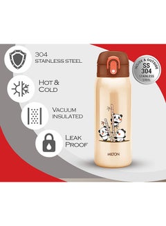 Milton 390ml Vacuum Insulated Kids Water Bottle with One Touch Safety Lock, Convenient for Sipping, Stainless Steel, Keeps Drinks Hot and Cold, Thermos Flask for School - Boys & Girls - Jolly - Brown Brown  - Image 3