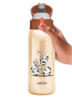 Milton 390ml Vacuum Insulated Kids Water Bottle with One Touch Safety Lock, Convenient for Sipping, Stainless Steel, Keeps Drinks Hot and Cold, Thermos Flask for School - Boys & Girls - Jolly - Brown Brown  - Image 4