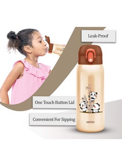 Milton 390ml Vacuum Insulated Kids Water Bottle with One Touch Safety Lock, Convenient for Sipping, Stainless Steel, Keeps Drinks Hot and Cold, Thermos Flask for School - Boys & Girls - Jolly - Brown Brown  - Image 5