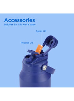 Milton 1180ml Vacuum Insulated Water Bottle with Straw Lid - 2 lids included, Keeps Drinks Hot and Cold, 18/8 Stainless Steel, Double-Walled Flask with Inner Copper Coating - Sports - Ultrasip  - Image 4