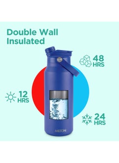Milton 1180ml Vacuum Insulated Water Bottle with Straw Lid - 2 lids included, Keeps Drinks Hot and Cold, 18/8 Stainless Steel, Double-Walled Flask with Inner Copper Coating - Sports - Ultrasip  - Image 2