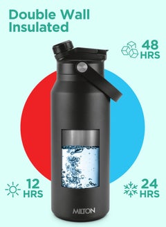 Milton 1180ml Vacuum Insulated Water Bottle with Straw Lid - 2 lids included, Keeps Drinks Hot and Cold, 18/8 Stainless Steel, Double-Walled Flask with Inner Copper Coating - Sports - Ultrasip  - Image 2