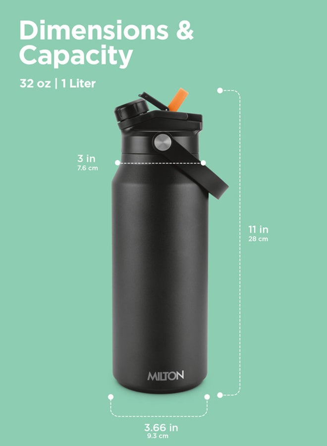 ميلتون - 1180ml Vacuum Insulated Water Bottle with Straw Lid - 2 lids included, Keeps Drinks Hot and Cold, 18/8 Stainless Steel, Double-Walled Flask with Inner Copper Coating - Sports - Ultrasip - Image 1