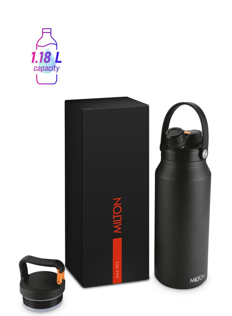 Milton 1180ml Vacuum Insulated Water Bottle with Straw Lid - 2 lids included, Keeps Drinks Hot and Cold, 18/8 Stainless Steel, Double-Walled Flask with Inner Copper Coating - Sports - Ultrasip  - Image 1