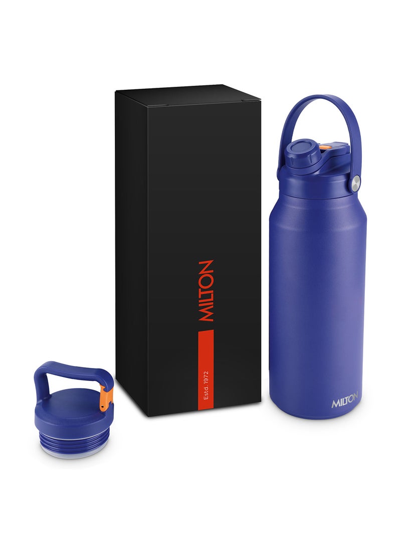 ميلتون زجاجة ماء معزولة بالفراغ سعة 1180 مل مع غطاء قشة - تشمل 2 غطاء، تحافظ على المشروبات ساخنة وباردة، فولاذ مقاوم للصدأ 18/8، زجاجة مزدوجة الجدران مع طلاء نحاسي داخلي - رياضية - التراسيب - Image 1