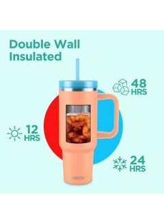Milton 1180ml Vacuum Insulated Tumbler with Handle - Includes 2 Straws, Keeps Drinks Hot or Cold for 12 Hours, 18/8 Stainless Steel, Double-Walled Flask, Travel Mug for Car & Outdoors - Malmo  - Image 2