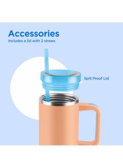 Milton 1180ml Vacuum Insulated Tumbler with Handle - Includes 2 Straws, Keeps Drinks Hot or Cold for 12 Hours, 18/8 Stainless Steel, Double-Walled Flask, Travel Mug for Car & Outdoors - Malmo  - Image 4