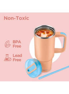 Milton 1180ml Vacuum Insulated Tumbler with Handle - Includes 2 Straws, Keeps Drinks Hot or Cold for 12 Hours, 18/8 Stainless Steel, Double-Walled Flask, Travel Mug for Car & Outdoors - Malmo  - Image 3