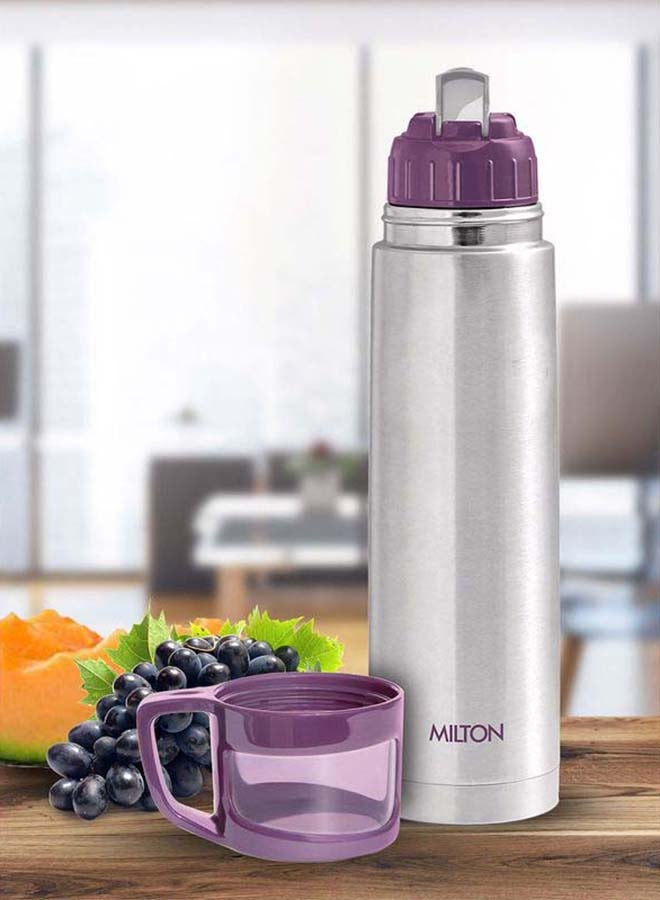 ميلتون زجاجة حرارية من ثيرموستيل سعة 350 مل مع غلاف، تحافظ على المشروبات ساخنة وباردة لمدة 24 ساعة، مصنوعة من الفولاذ المقاوم للصدأ 18/8، زجاجة ماء معزولة فراغياً بجدران مزدوجة مع طلاء نحاسي داخلي - زجاجية - Image 4