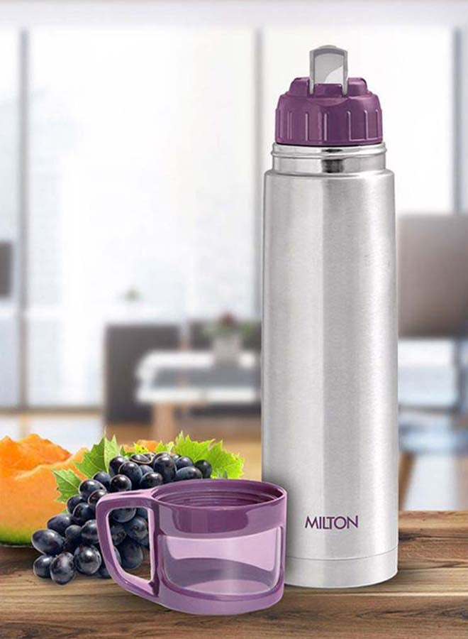 Milton - 750ml Thermosteel Flask with Jacket, Keeps Drinks Hot and Cold for 24 Hours, 18/8 Stainless Steel, Double-Walled Vacuum Insulated Water Bottle with Inner Copper Coating - Glassy Purple - Image 1