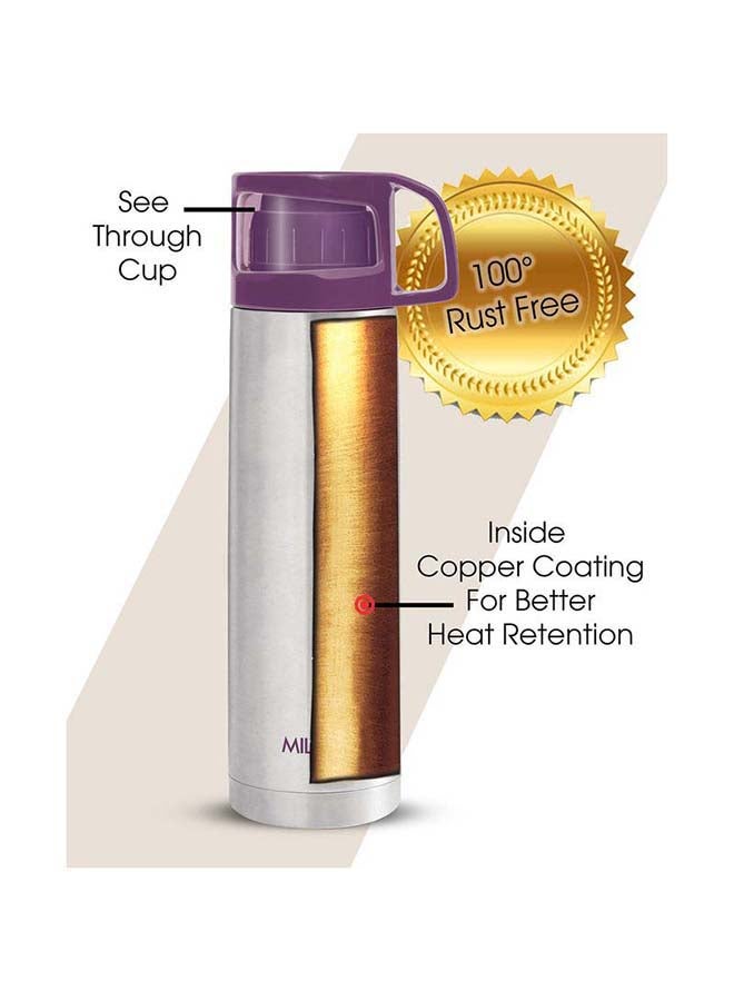 Milton - 750ml Thermosteel Flask with Jacket, Keeps Drinks Hot and Cold for 24 Hours, 18/8 Stainless Steel, Double-Walled Vacuum Insulated Water Bottle with Inner Copper Coating - Glassy Purple - Image 1