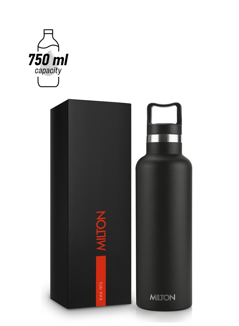 Milton 750ml Vacuum Insulated Water Bottle, Keeps Drinks 12 hours Hot & 24 hours cold, 18/8 Stainless Steel, Double-Walled Thermos Flask with Inner Copper Coating for Sports, Gym, Haruki Black  - Image 1