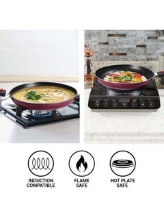 Milton Cookware Set of 4 - Fry Pan (24 cm/1.6 L), Kadhai with Glass Lid (24 cm/2.5 L) & Tawa (25 cm), Induction & Flame Safe, Dishwasher Compatible - Kitchen Jewel Peach 24 cm Fry Pan, 24 cm Kadhai, 25 cm Tawa  - Image 3
