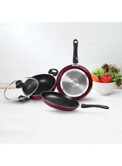 Milton Cookware Set of 4 - Fry Pan (24 cm/1.6 L), Kadhai with Glass Lid (24 cm/2.5 L) & Tawa (25 cm), Induction & Flame Safe, Dishwasher Compatible - Kitchen Jewel Peach 24 cm Fry Pan, 24 cm Kadhai, 25 cm Tawa  - Image 2