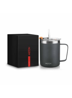 Milton 400ml Vacuum Insulated Travel Coffee Mug with Straw & Lid, Keeps Drinks Hot & Cold for 10 Hours, 18/8 Stainless Steel Tumbler, Double-Walled Thermos Flask for Tea, Cappuccino - Clifton  - Image 1