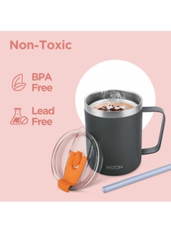 Milton 400ml Vacuum Insulated Travel Coffee Mug with Straw & Lid, Keeps Drinks Hot & Cold for 10 Hours, 18/8 Stainless Steel Tumbler, Double-Walled Thermos Flask for Tea, Cappuccino - Clifton  - Image 3