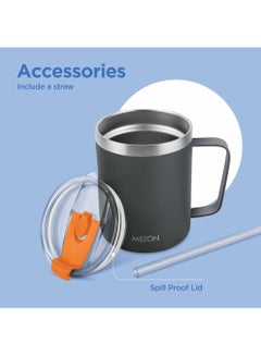 Milton 400ml Vacuum Insulated Travel Coffee Mug with Straw & Lid, Keeps Drinks Hot & Cold for 10 Hours, 18/8 Stainless Steel Tumbler, Double-Walled Thermos Flask for Tea, Cappuccino - Clifton  - Image 4