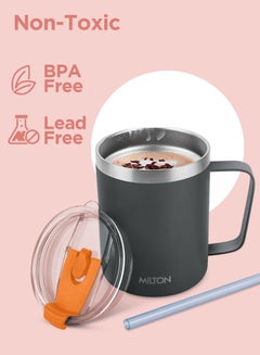 Milton 400ml Vacuum Insulated Travel Coffee Mug with Straw & Lid, Keeps Drinks Hot & Cold for 10 Hours, 18/8 Stainless Steel Tumbler, Double-Walled Thermos Flask for Tea, Cappuccino - Clifton  - Image 3
