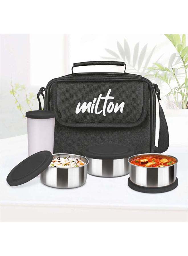 5-Piece Lunch Box Set with Insulated Bag - Includes 3 Stainless Steel Containers(280ml Each), 400ml Tumbler, Keeps Food Hot, Ideal for School Kids & Office Tiffin - Steel Combi combo Black - pnsku/N70116998V/45/_/1728040370/f5edde6d-59ab-4c73-84e6-90c4c1ee311c