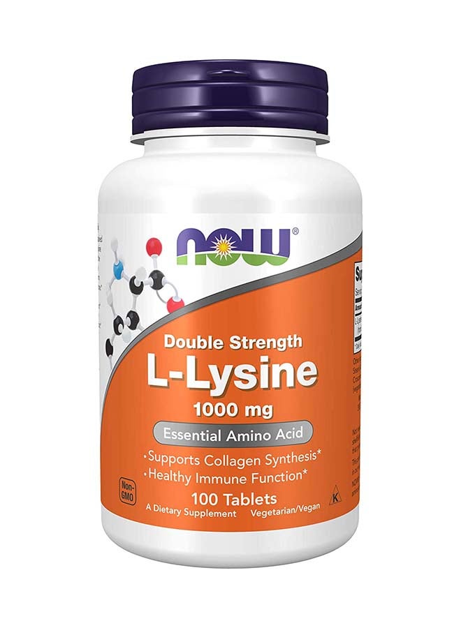 Now Foods L-Lysine, Double Strength 1000mg 100 Tablets - Image 1