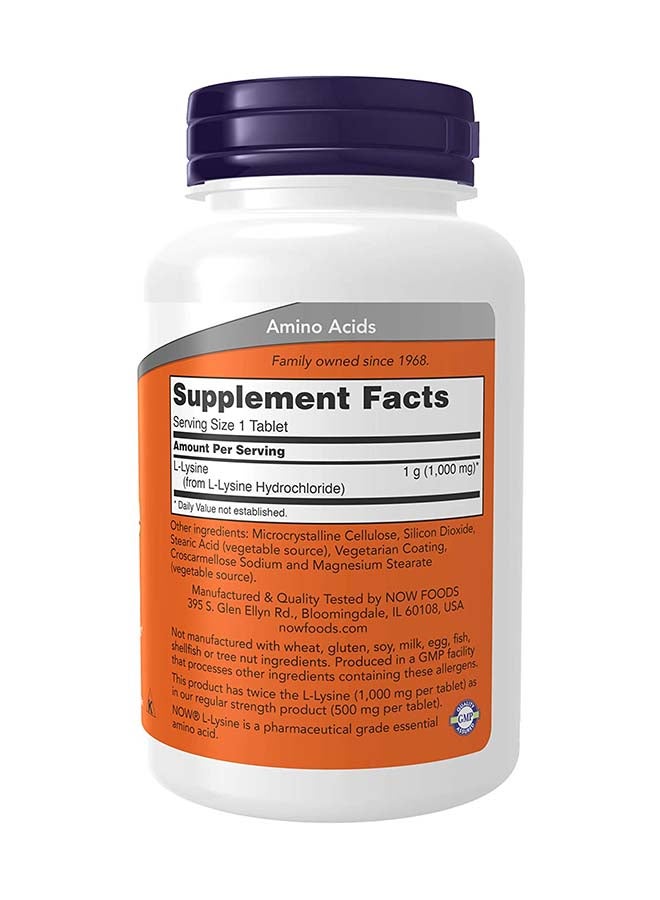 Now Foods L-Lysine, Double Strength 1000mg 100 Tablets - Image 2