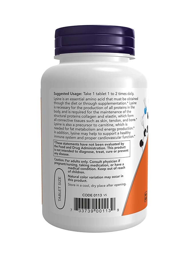Now Foods L-Lysine, Double Strength 1000mg 100 Tablets - Image 3