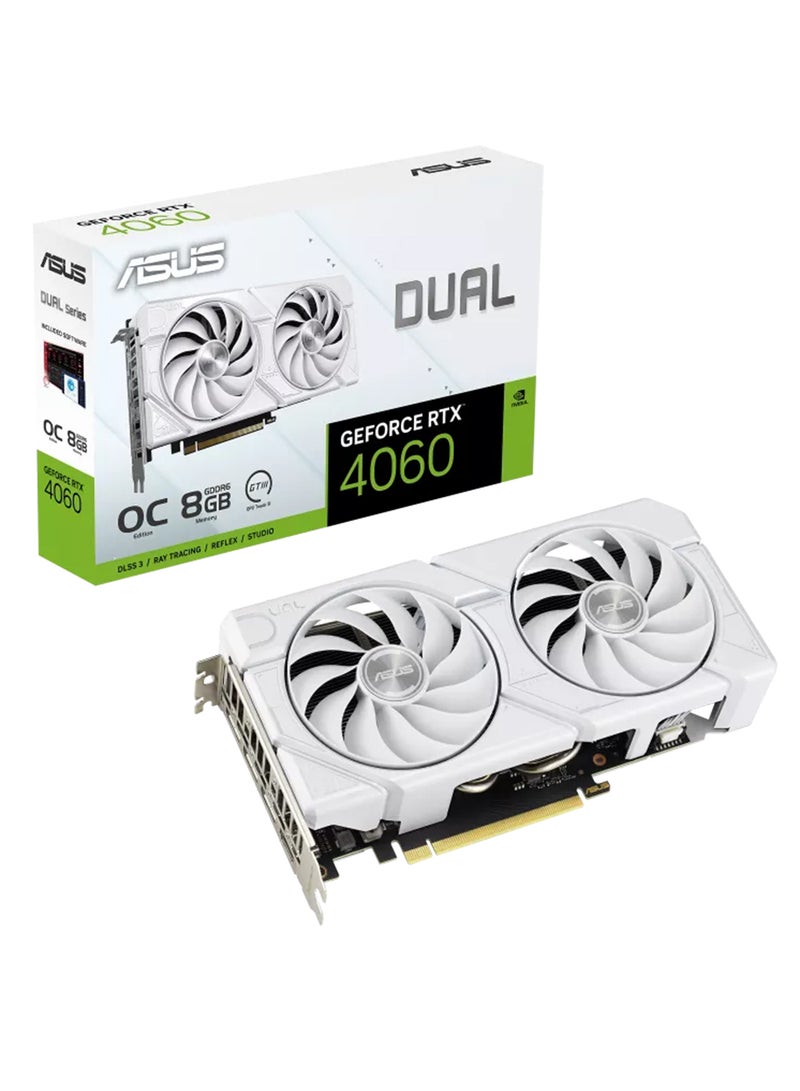أسوس Dual GeForce RTX 4060 EVO White OC Edition Graphics Card, 8GB GDDR6 128-bit Memory, 2535 MHz OC Boost Clock, 17 Gbps Memory Speed, PCI E 4.0, DisplayPort 1.4a / HDMI 2.1a | 90YV0JCB-M0NA00 White  - Image 5