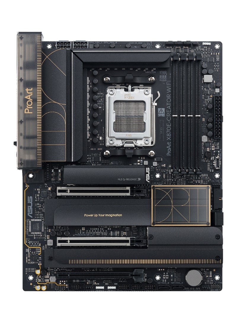ASUS - ProArt X870E-Creator Wi-Fi ATX Motherboard, AMD X870E Chipset, AM5 Socket, 4*DIMM, DDR5 192GB Max Memory, 4*M.2, 2*PCIe 5.0*16, Dual Ethernet & Wi-Fi 7, Bluetooth v5.4, 1*HDMI, Dual USB4, Exclusive AI Technologies, Overclocking Technologies | 90MB1IG0-M0EAY0 Black - Image 1