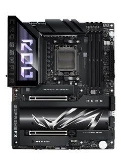 ROG CROSSHAIR X870E HERO ATX Motherboard, AMD X870E Chipset, AM5 Socket, 4*DIMM DDR5 192GB Max Memory, 4*M.2, 2*PCIe 5.0*16, Dual Ethernet & Wi-Fi 7, Bluetooth v5.4, 1*HDMI, Dual USB4, EZ PC DIY, Teamed Power Solution, Polymo Lighting II, Exclusive AI Technologies, Overclocking Technologies | 90MB1IE0-M0EAY0 Black