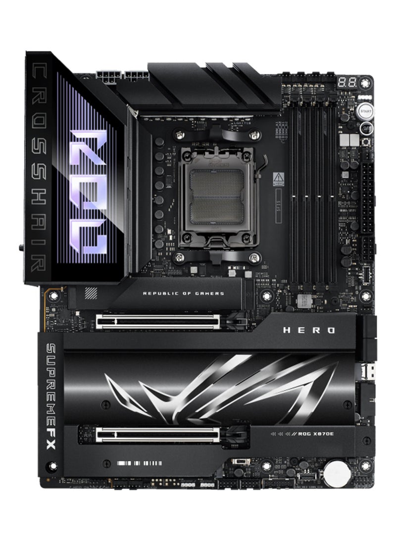 ASUS - ROG CROSSHAIR X870E HERO ATX Motherboard, AMD X870E Chipset, AM5 Socket, 4*DIMM DDR5 192GB Max Memory, 4*M.2, 2*PCIe 5.0*16, Dual Ethernet & Wi-Fi 7, Bluetooth v5.4, 1*HDMI, Dual USB4, EZ PC DIY, Teamed Power Solution, Polymo Lighting II, Exclusive AI Technologies, Overclocking Technologies | 90MB1IE0-M0EAY0 Black - Image 1